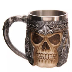HELLOYOUNG14oz Coffee Mugs Double Wall 3D Skull Mugs Coffee Cup Mug Skull Knight Tankard Dragon Drinking Cup for Halloween Decor