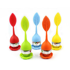 CJ049 Food-grade 1 pc Silicone & Stainless Steel Leaf Tea Leaf Strainer Herbal Spice Infuser Tea Filter