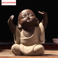CJ278 Factory Outlets Lovely Buddha Tea Pet Monk Sand Tea Pet High Qulity Purple Tea Pet Tea Set Fitting Hand Decoration