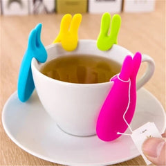 Creative Silicone Gel Rabbit Shape Tea Infuser Bag Holder Candy Colors Mug Gift-F1FB