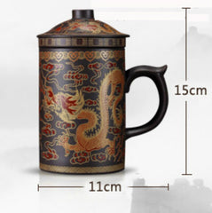 Round purple queen of Pu'er Filter tea cup ceramic cups office cups gift travel kung fu for teas 300ML