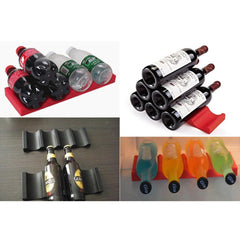 Novelty Fridge Can Beer Wine Bottle Rack Organiser Holder Mat Durable Silicone Stacking Tidy Tool Bar Accessories (Red& Blue)