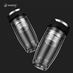 Double Layer Glass Water Bottle Tea Fruit flower bottle Transparent Water Bottles With 304 stainless Steel Infuser
