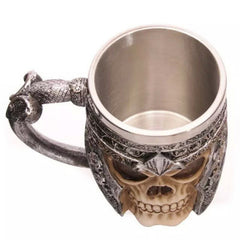 HELLOYOUNG14oz Coffee Mugs Double Wall 3D Skull Mugs Coffee Cup Mug Skull Knight Tankard Dragon Drinking Cup for Halloween Decor