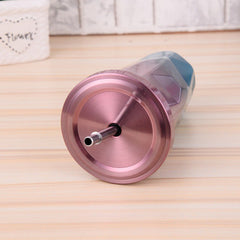 Coffee Mug With Straws Cup 500ml Creative Double Wall Stainless Steel Gradient Diamond Shaped Vacuum Insulation Bottle Tour