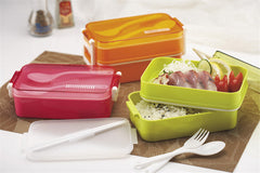 CJ007 lunchbox tableware Double plastic bento lunchboxes Double buckle around lunchbox can microwaveoven