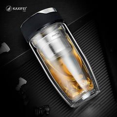 Double Layer Glass Water Bottle Tea Fruit flower bottle Transparent Water Bottles With 304 stainless Steel Infuser