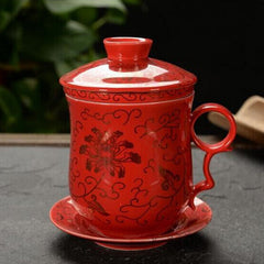 CJ190 Tea set Include 1 Pot and 1 Cup filter 1 cup cover and 1 Coaster High quality elegant gaiwan, Beautiful teapot kettle