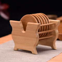 High Quality Bamboo Coaster and Holder Set Home Office Meeting Room Mugs Drinking Cup Mat Kung fu Tea Set Accessories