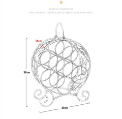 Round wine rack with seven bottles of grape leaves Red wine bottled wine rack frame European fashion Wine shelf iron ornaments