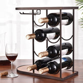 Wooden Wine Rack Crafts Iron Wine Bottle Rack Holder Display Shelf Kitchen Bar Exhibition Storage Organizer Home Decor