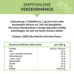 Bio Matcha Pulver Tee 50g | Premium Matchapulver | 100% ohne Zusätze | Grüntee
