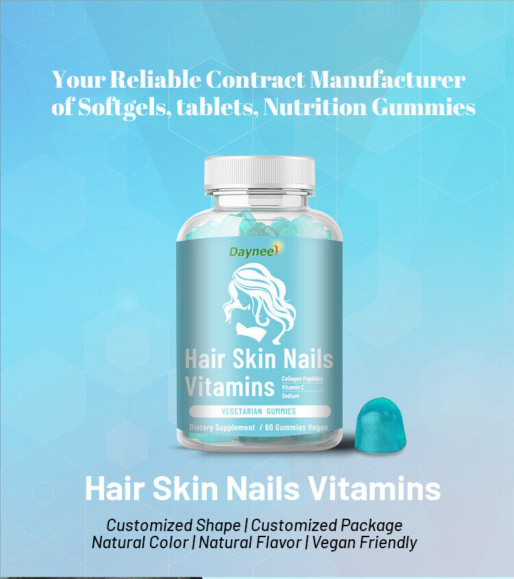 Hair Skin Nails Vitamins Gummies Glucose Syrup 60 Vegetarian Capsules