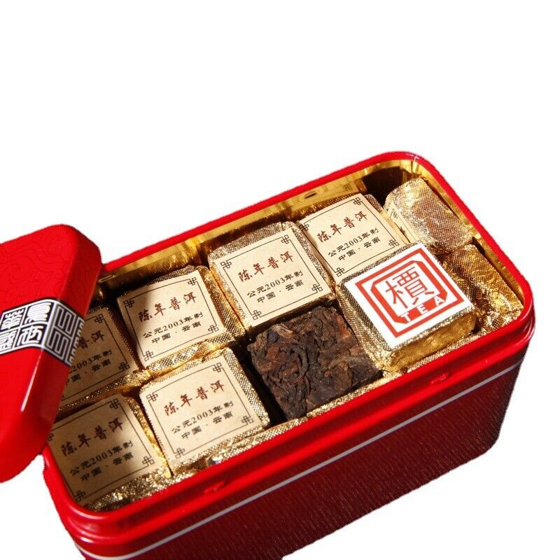 250g/8.8oz Pu-Erh Small Square Brick Pu'er Tea In Iron Box Health Care Black Tea