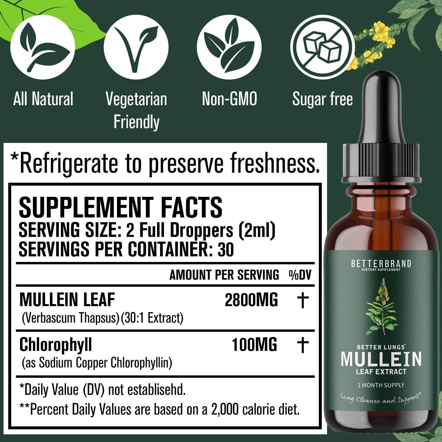 Mullein Leaf Extract Drops Health Care All-natural Ingredients