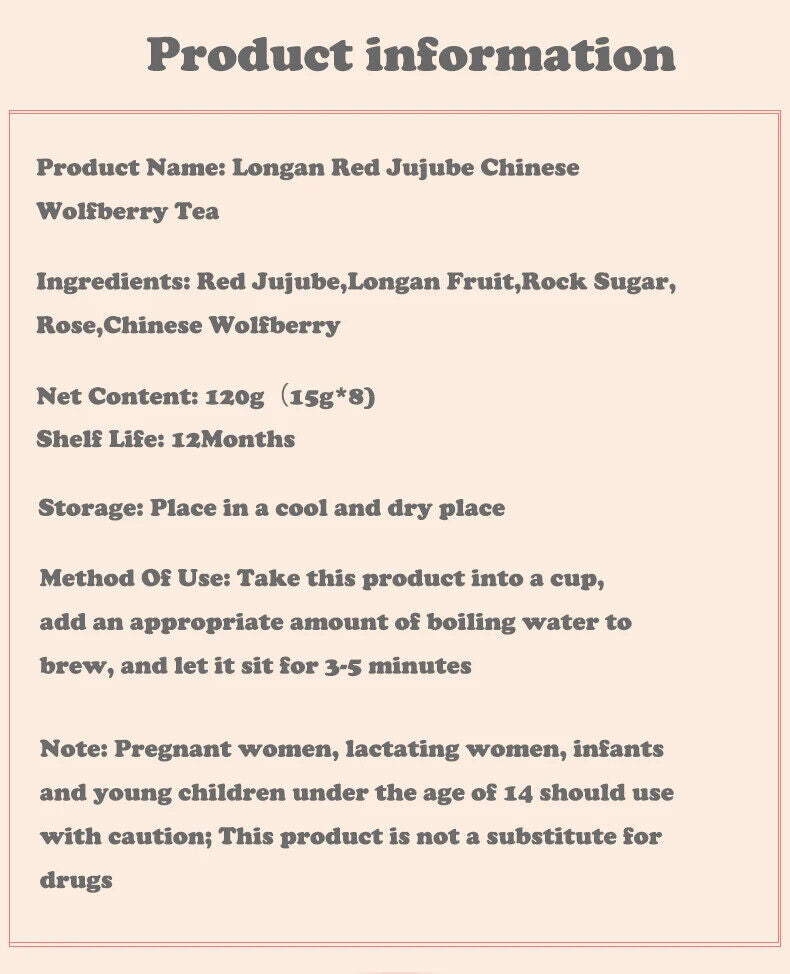 120g/box  Women's Beauty Tea Rose Longan Red Jujube Chinese Wolfberry Tea
