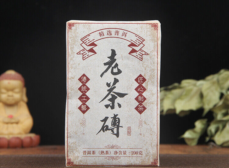 Pu'er Tea Made of Aged Raw Materials, Aged Pu'er Tea Bricks Ripe Tea Brick 200g