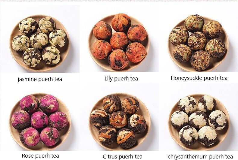 10Pcs Handmade Mix Dried Flower Fermented Cooked Puerh Tea Ball Blooming Tea