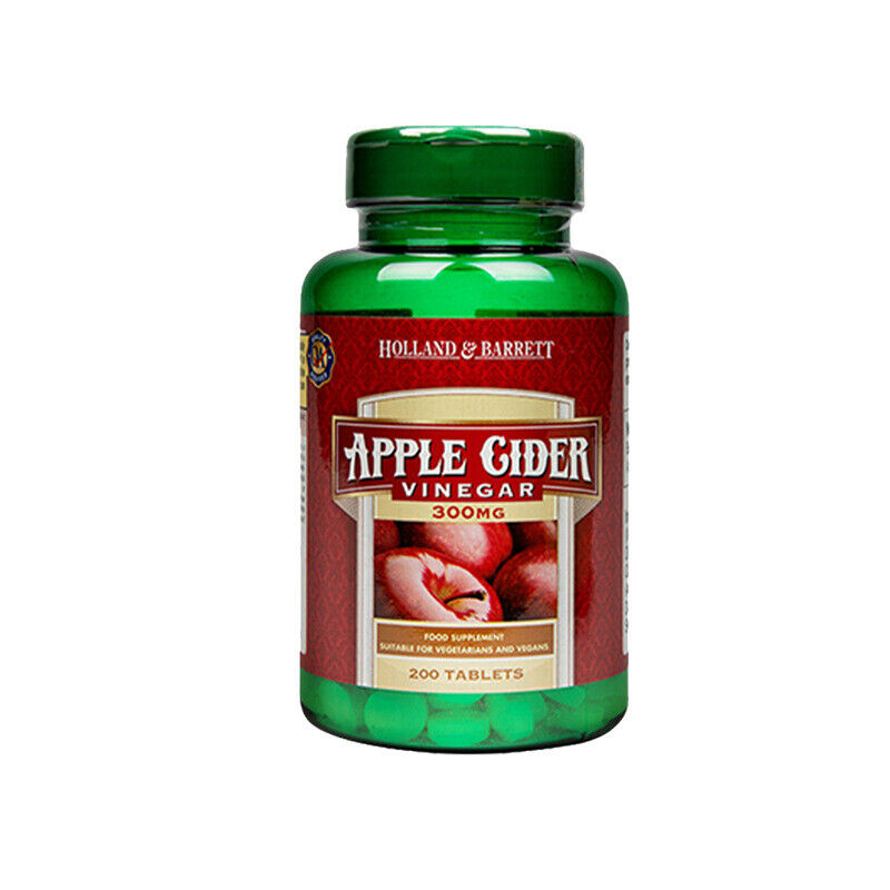 British HB Holand&Barrett Apple Vinegar Essence Tablets 200 Pills 300mg