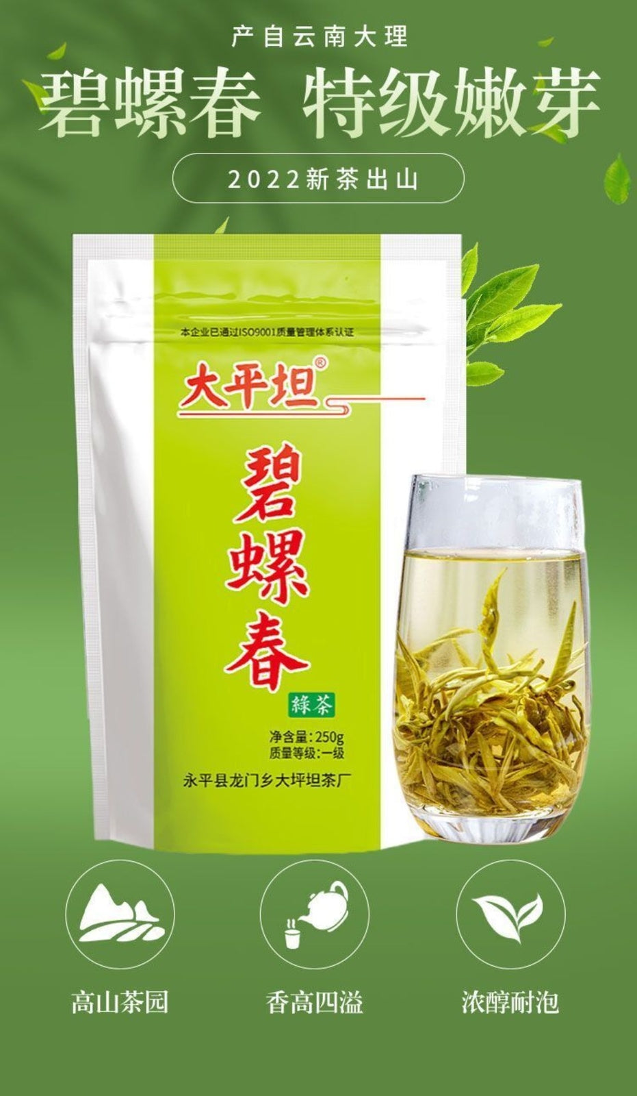 Premium Yunnan Biluochun Top Grade Spring Tea Rich Aroma Loose Leaf
