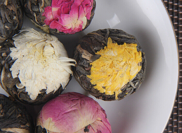 Floral Yunnan Pu'er Raw Tea Dragon Ball Lily Rose Jasmine Peony Flower Tea
