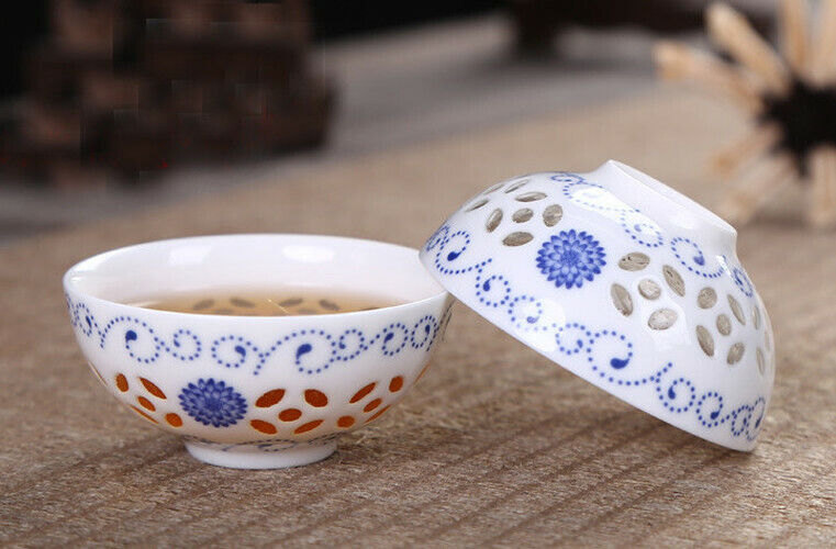 10 Pcs Blue and White Bone Tea Service Ceramic Tea Cup Pot China Kung Fu Tea Set