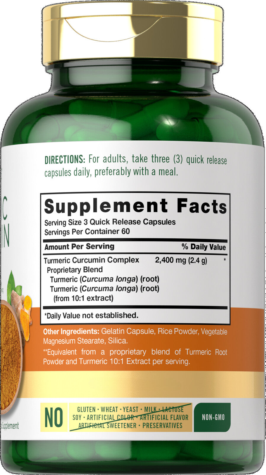 Turmeric Curcumin 2400mg | 180 Capsules | Non-GMO, Gluten Free