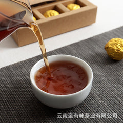 Yunnan Pu'er Tea Menghai Golden Buds Ripe Tea Dragon Pearl 18pcs (Golden Tin)
