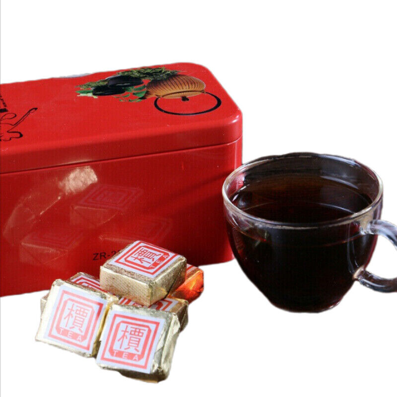 250g/8.8oz Pu-Erh Small Square Brick Pu'er Tea In Iron Box Health Care Black Tea