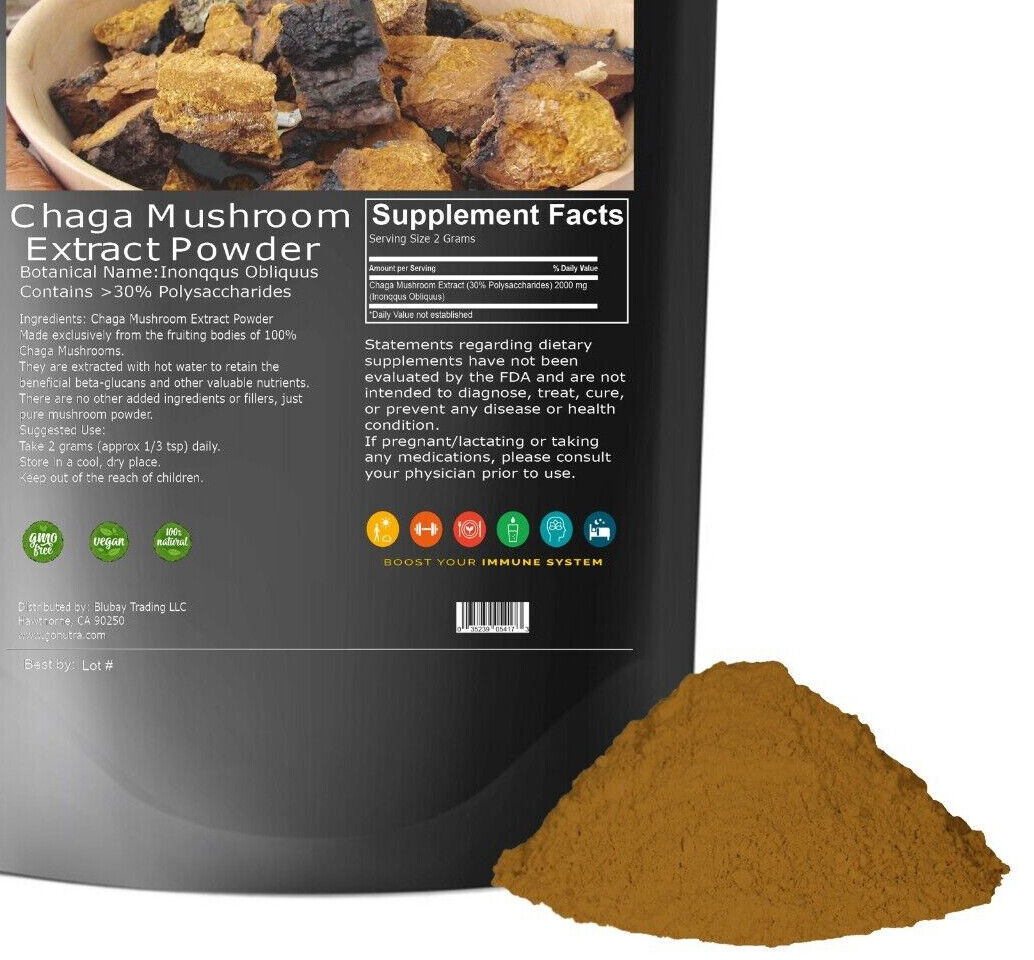 Chaga Mushroom Powder Non GMO 3.53oz Pure Extract