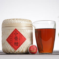 250g Bamboo Basket Yunnan Puerh Tea Xinhui Xiaoqingkang Palace Puerh Ripe Tea