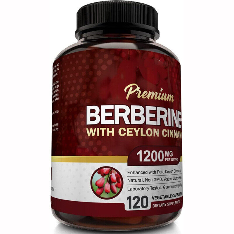1200mg Berberine Capsules, Natural HCL Extract, Healthy Cholesterol Caps 60 Caps