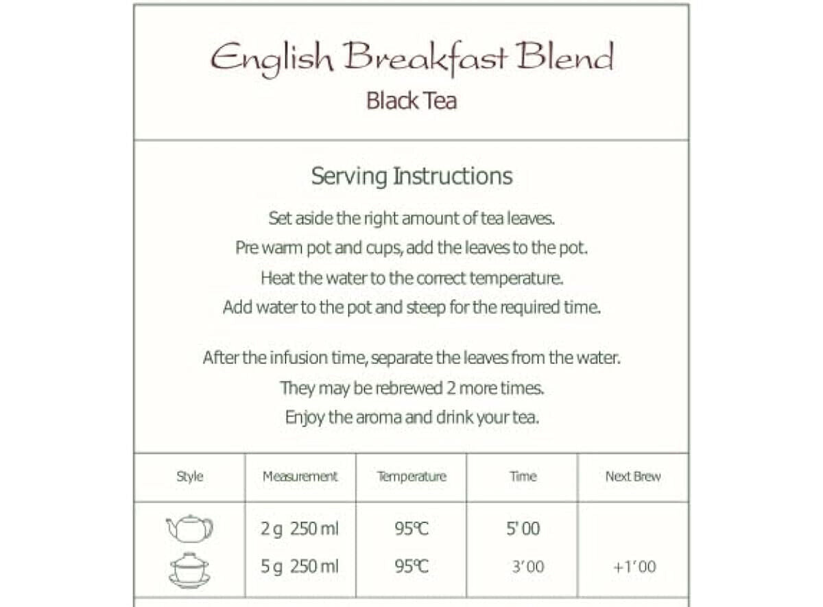 English Breakfast Loose Black Tea - Great with milk or without