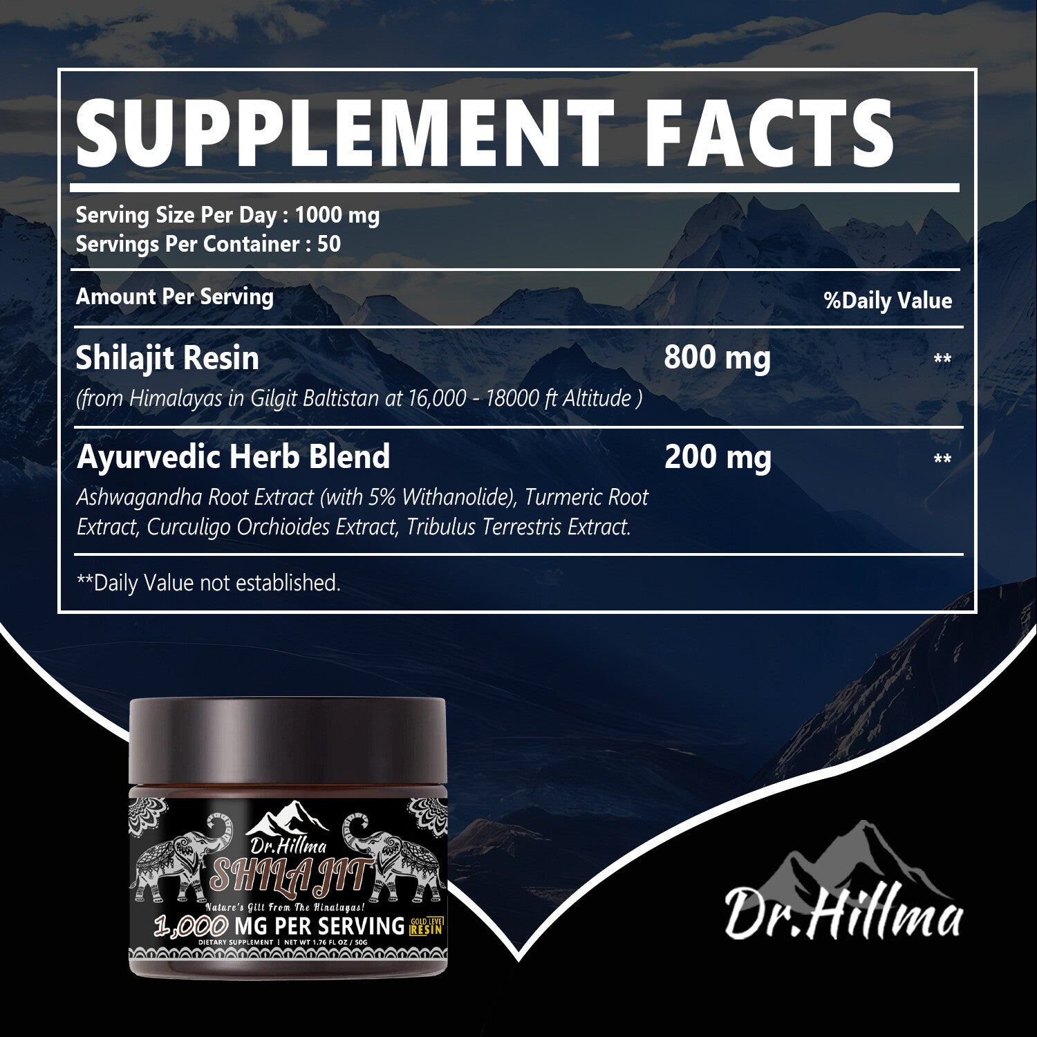 Natural Shilajit Resin Shilajit 1000MG PER SERVING
