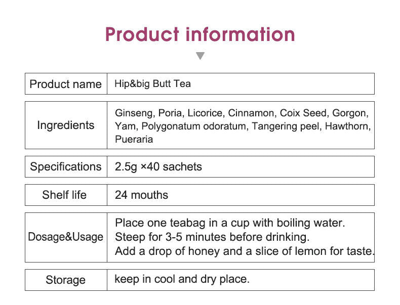 HIP&BIG BUTT TEA 100% Natural Herbal Tea Enhancement Buttock Firming Butt Tea