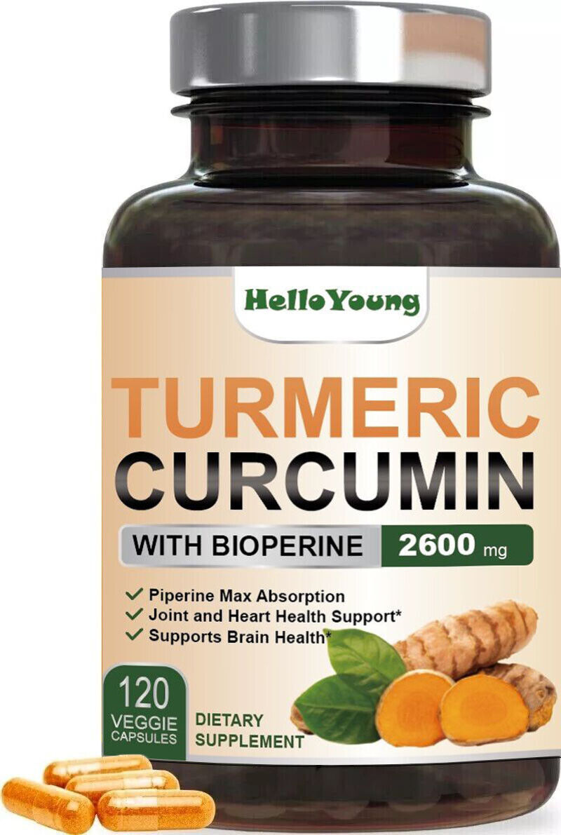 TURMERIC BLACK PEPPER 95% CURCUMIN ANTIOXIDANT 10,000mg EXTRACT 2X 60 CAPSULES