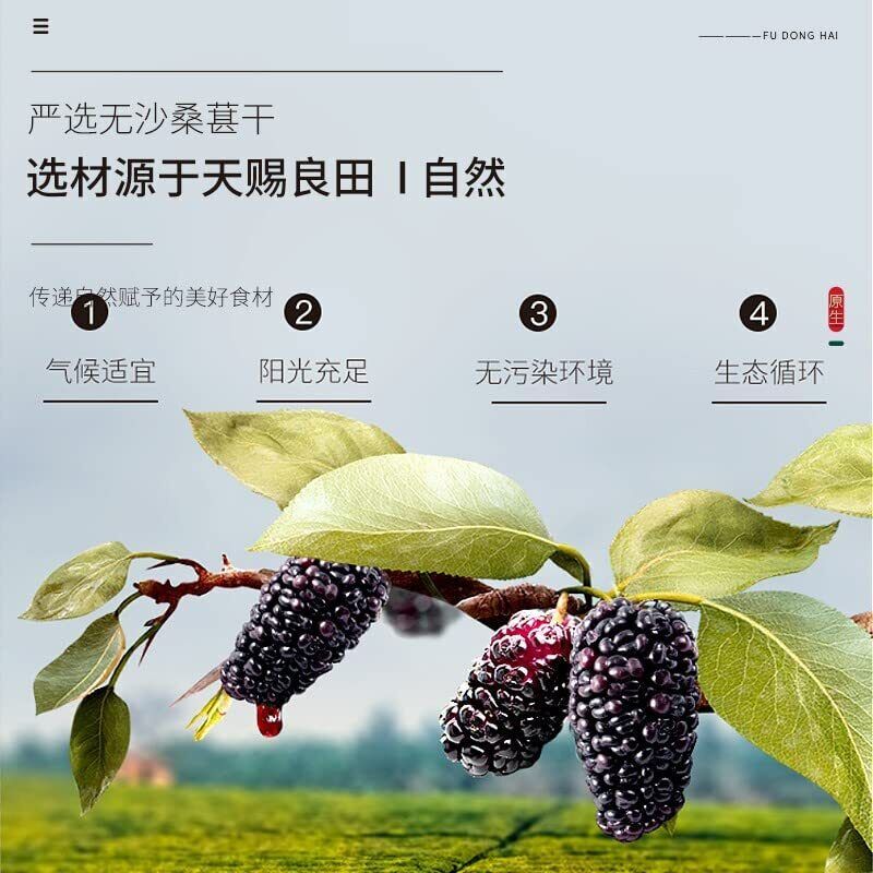 Wild Black Dried Mulberries 200g Hei Sang Shen Gan Large Grain Vitamins