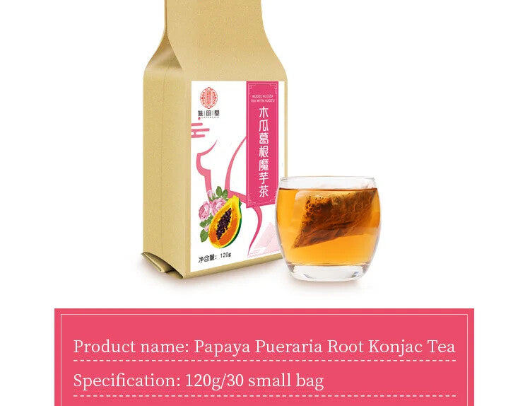 Papaya Pueraria Root Konjac Tea Healthy Herb Tea Bag 120g
