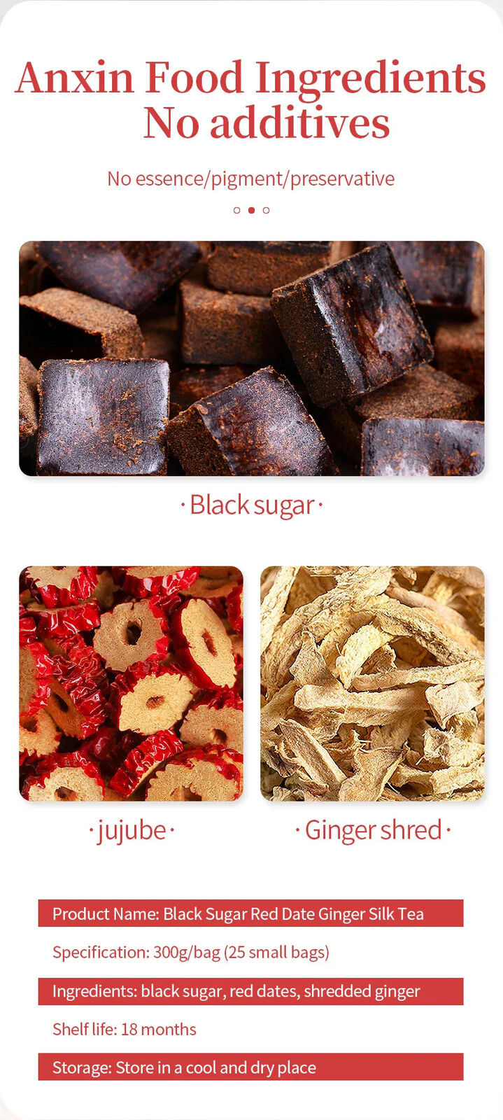 Black Sugar Red Date Ginger Silk Tea Herbal Tea 300g