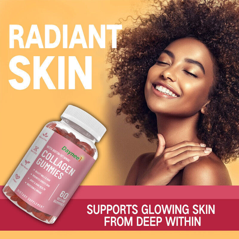 Biotin Vitamin C Collagen Gummies Nails Hair Skin Beauty 60 Vegan Capsules
