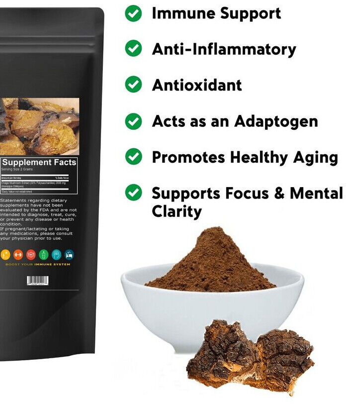 Chaga Mushroom Powder Non GMO 3.53oz Pure Extract
