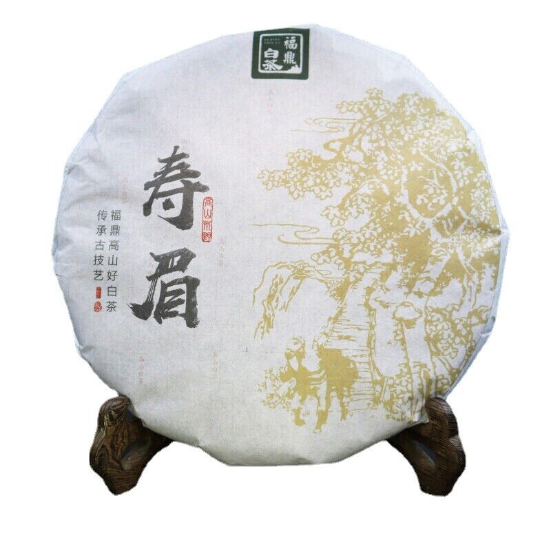 HelloYoung 350g Top White Tea Fuding Shou Mei Organic White Tea Cake High Mountain Bai Cha