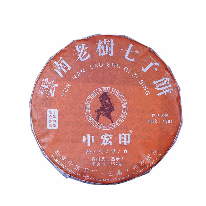 357g/12.59oz Jujube Fragrant Pu'er Ripe Tea Menghai Pu'er Tea Cooked Cake