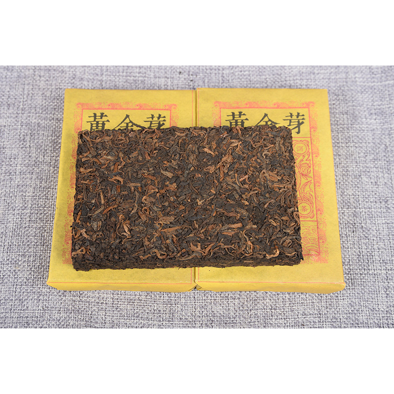 Yunnan Pu'er Tea Ripe Tea Golden Bud Ripe Brick Weight Loss Healthy Drink 250g