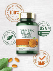 Turmeric Curcumin & Ginger Complex 3000mg | 120 Softgels | by Carlyle
