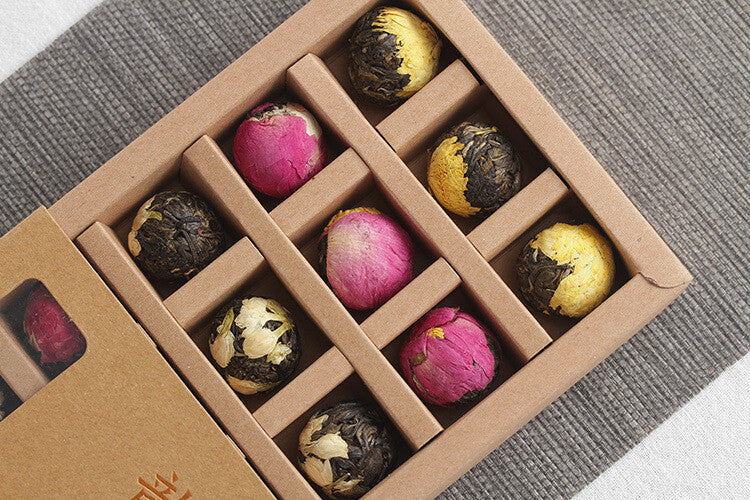 Puer Longzhu 18pcs Raw Tea Rose Jasmine Peony 6 Flavors Combination Flower Tea