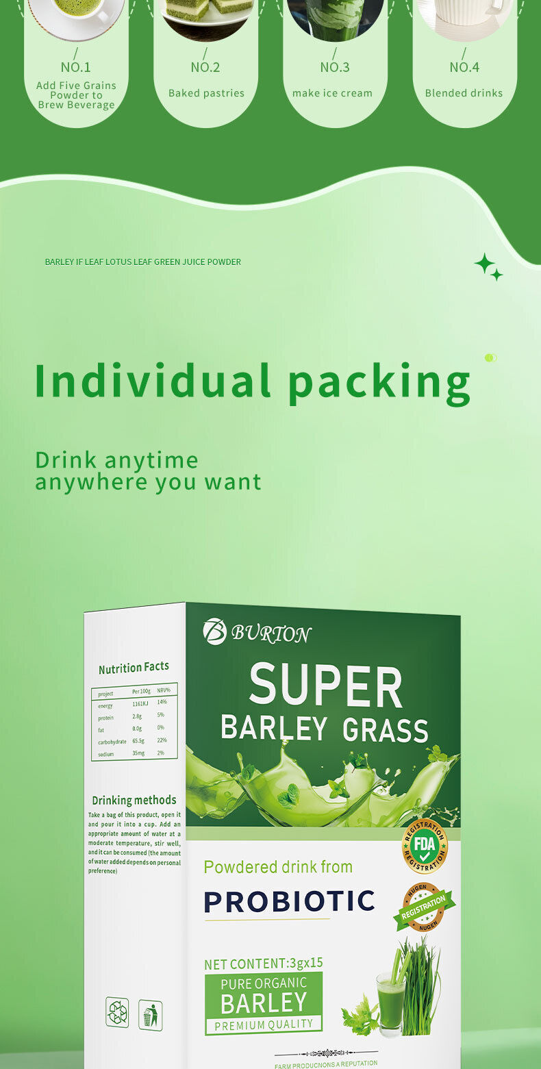 Meal replacement barley seedling green juice powder