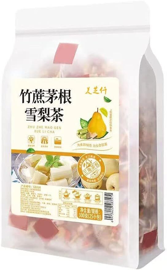 竹蔗茅根雪梨茶 Bamboo Cane Rock Sugar Pear Tea 300g 10.6Oz. (25package)
