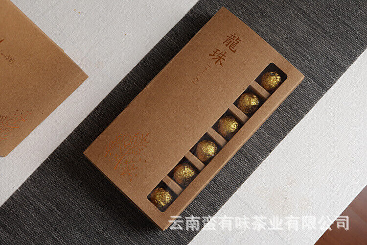 Yunnan Pu'er Tea Menghai Golden Buds Ripe Tea Dragon Pearl 18pcs (Golden Tin)