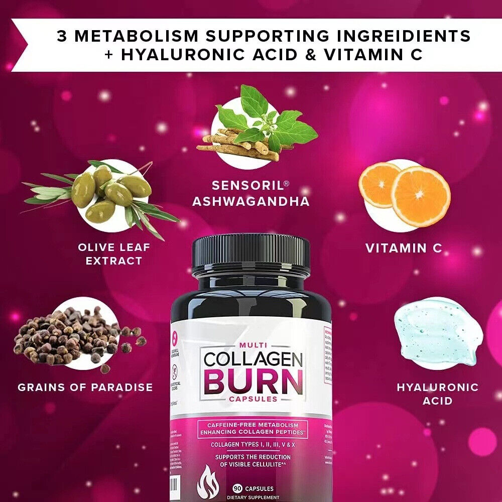 Collagen Burn Capsules Skin Whitening Brightening Anti-aging 60 Capsules